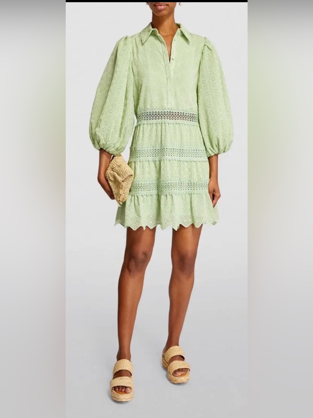 Alice + Olivia Blakesley Eyelet Mini Dress – Pistachio (NWT)